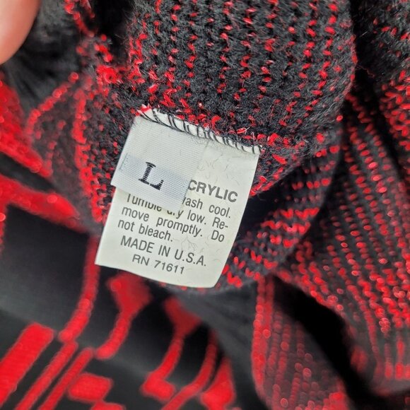 Ellen d kollection womens large red black fair isle sweater acrylic pullover - Picture 7 of 8